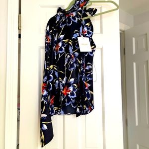 Diane Von Furstenberg silk one shoulder top with beautiful floral printed top